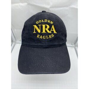 NRA Golden Eagles Black Baseball Cap Hat Hook Loop Adjustable